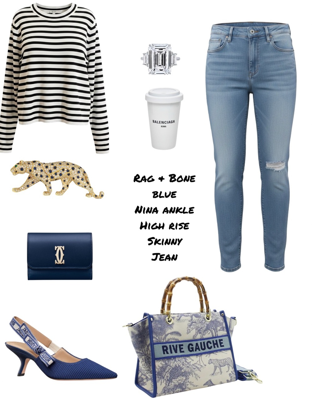 rag & bone  Blue High-Rise Nina Skinny Jeans